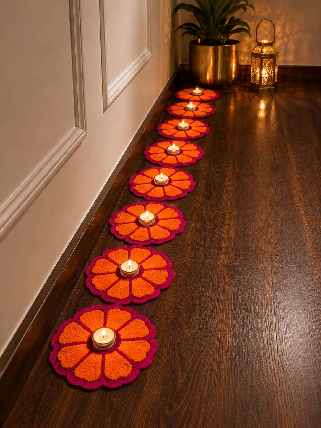 Floral Rangoli Bloom Mats | Set of 8 | Craft Decor
