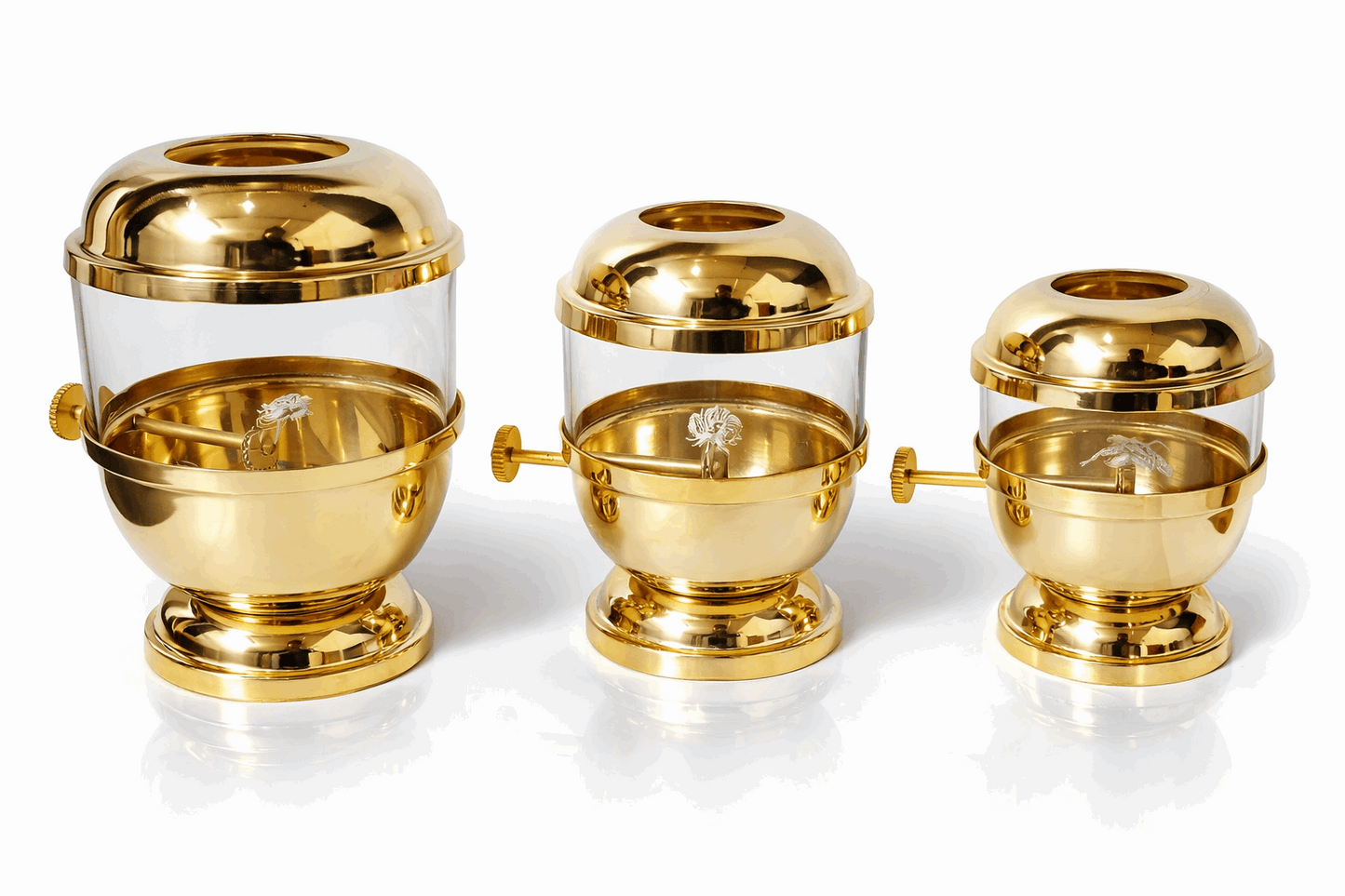 Pure Brass Akhand Jyot Diya with Glass Cover & Adjustable Knob