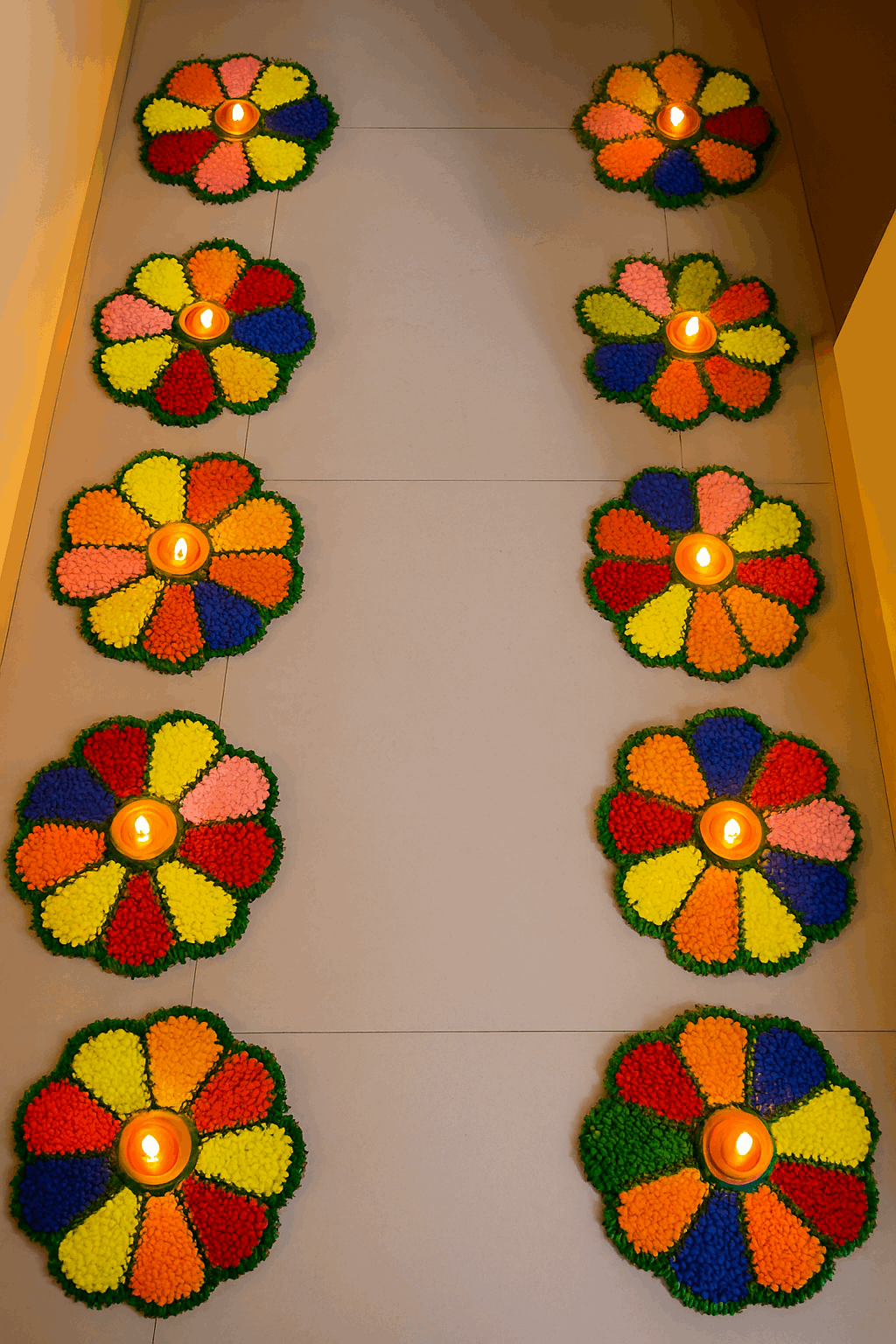 Festival Glow Rangoli Mats – Set of 8