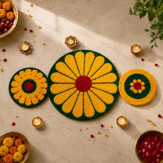 Rangoli Backdrop Mats – Set of 3 (3 Ft Center + 2 Ft Side Mats)
