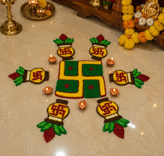 Swastik Kalash Rangoli Royale Set – 7 Pieces