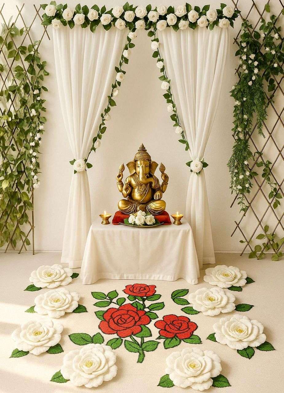 White Flower Panel Curtain by Craft Decor
