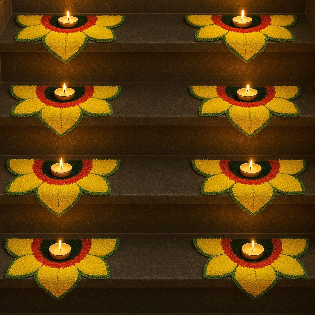 Staircase Half Rangoli Mats by Craft Decor - 8 Pcs