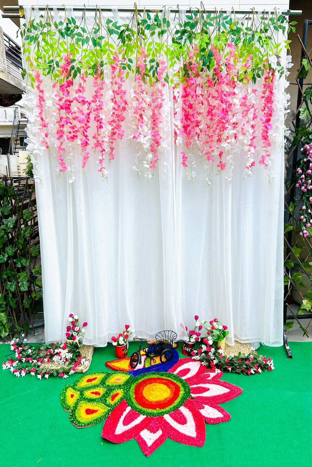 Dual Flower Panel Curtain by Craft Decor