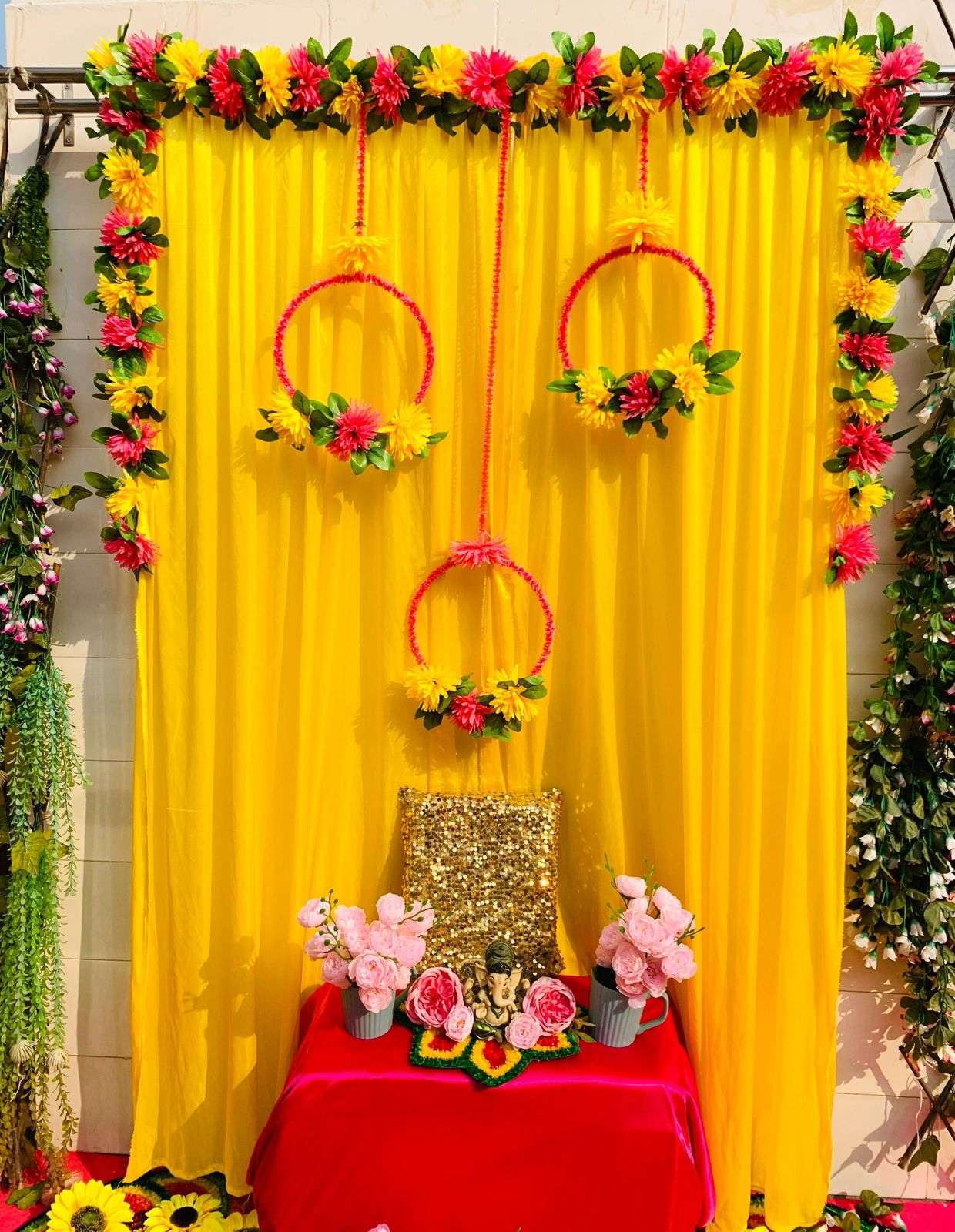 Dahlia Border Curtain Backdrop by Craft Decor