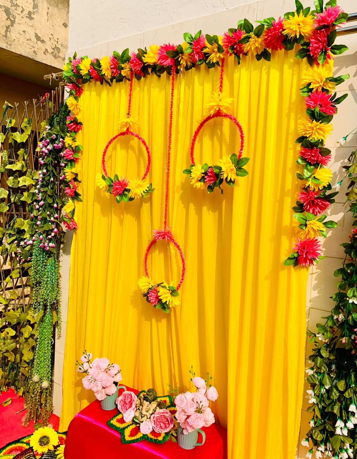 Dahlia Border Curtain Backdrop by Craft Decor