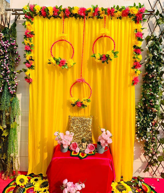 Dahlia Border Curtain Backdrop by Craft Decor