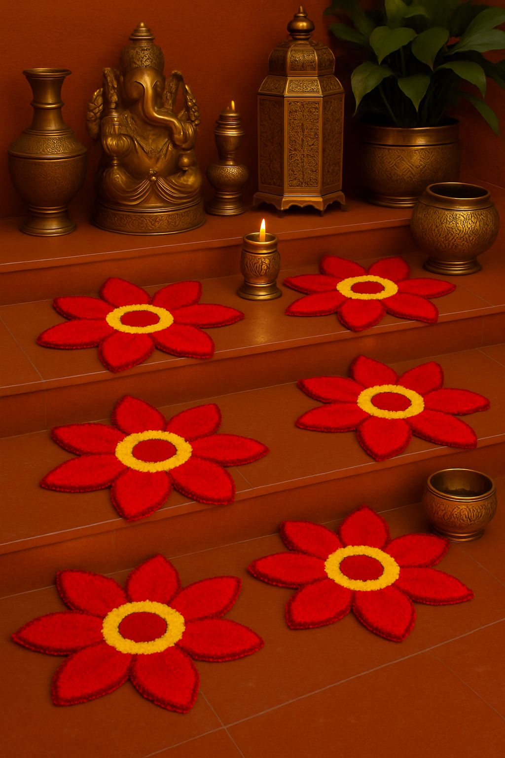 Staircase Full Rangoli Mats by Craft Decor - 6 Pcs