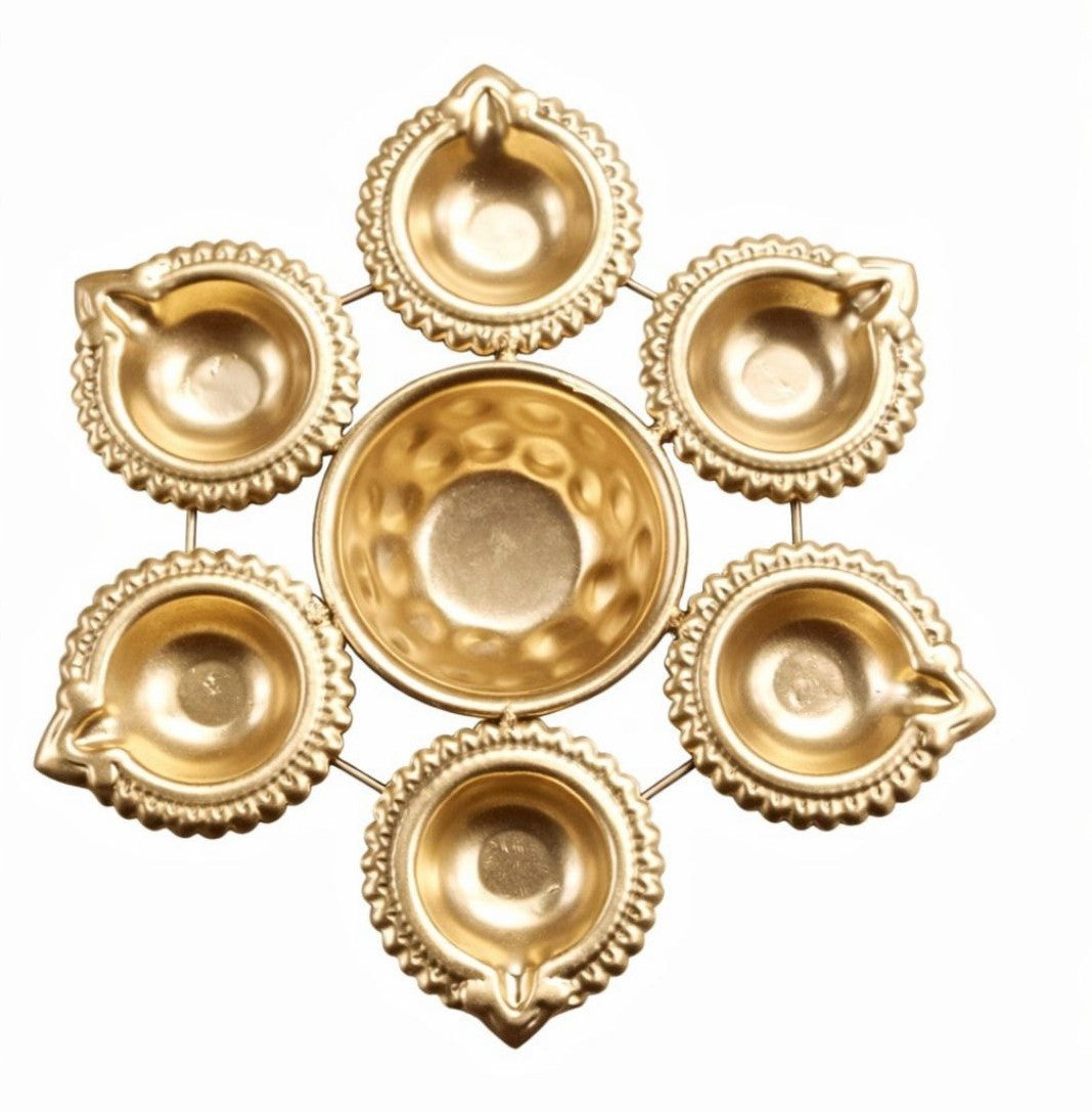 Handcrafted Golden Pooja Katori Diya Set – Set of 3