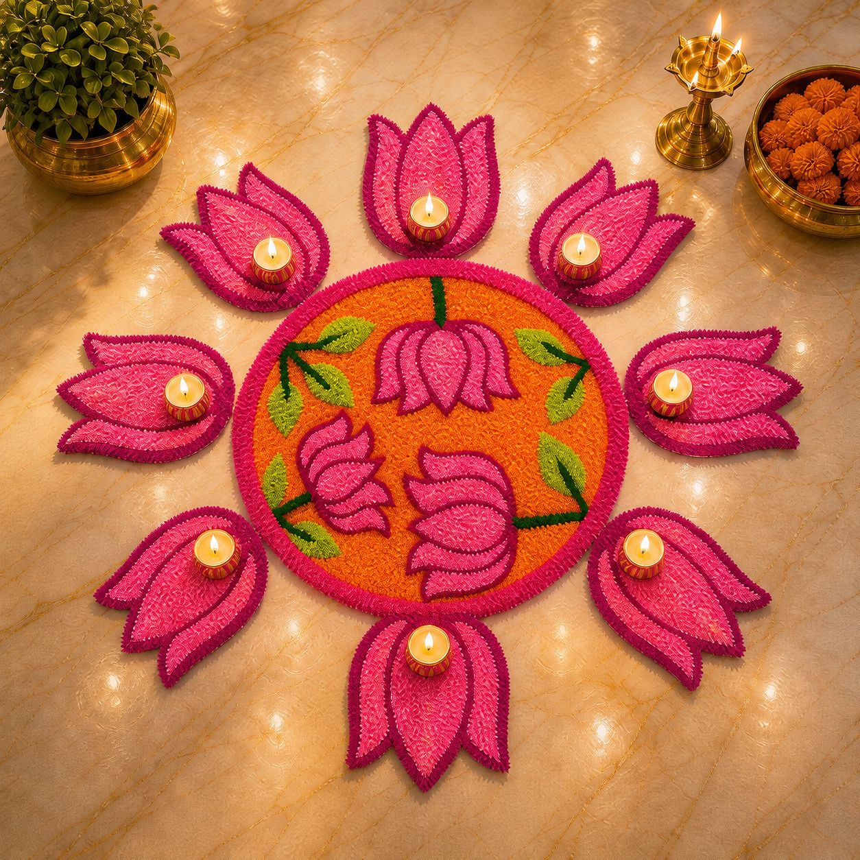 Craft Decor Pushp Vatika Mat - Set of 9