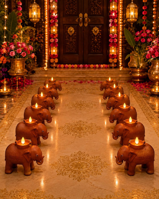 Haathi Deepam Water-Activated Diya for kid and pet safe Diwali decor - Craft Decor India