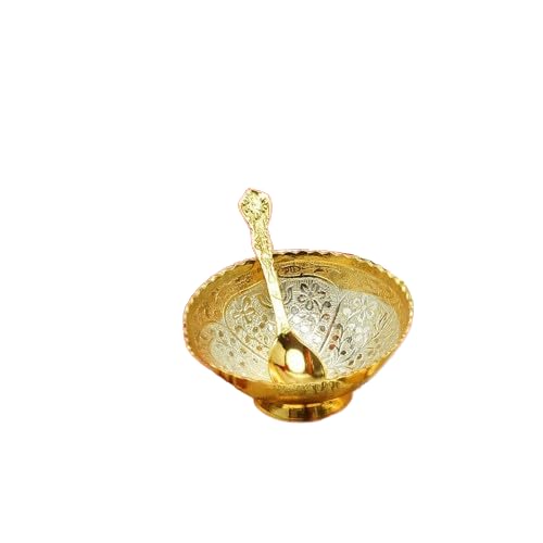 Royal Gold & Silver Plated Bowl Set with Spoon | Set of 2