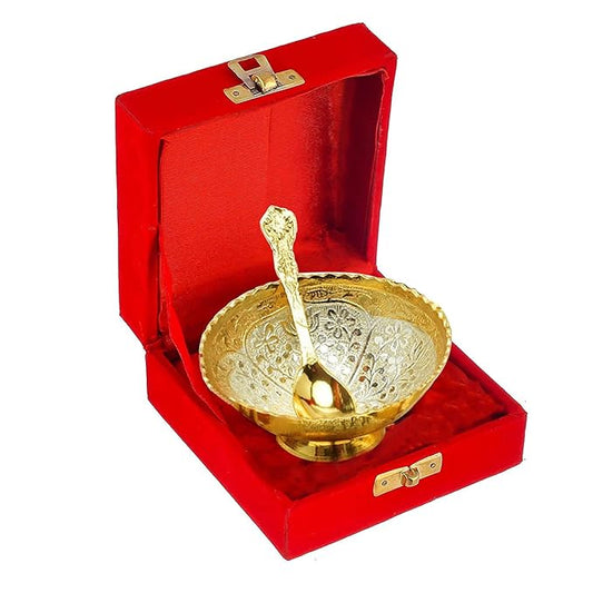 Royal Gold & Silver Plated Bowl Set with Spoon | Set of 2