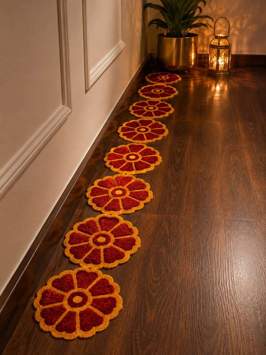 Floral Rangoli Bloom Mats | Set of 8 | Craft Decor