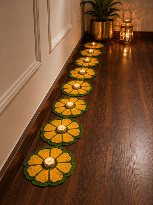 Floral Rangoli Bloom Mats | Set of 8 | Craft Decor