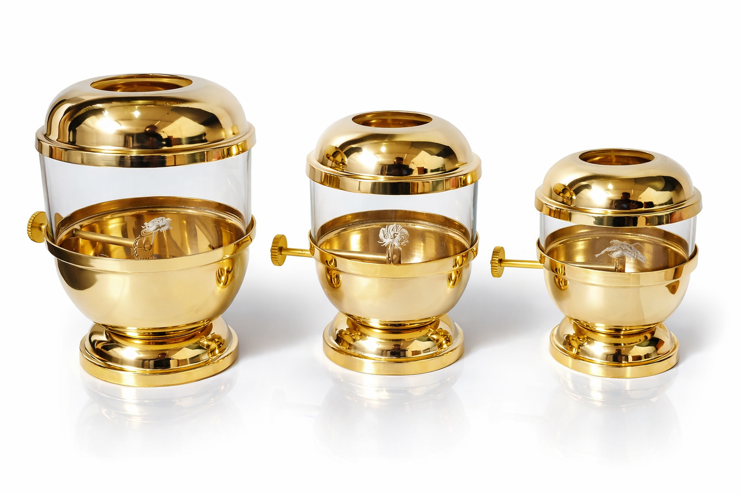 Pure Brass Akhand Jyot Diya with Glass Cover & Adjustable Knob