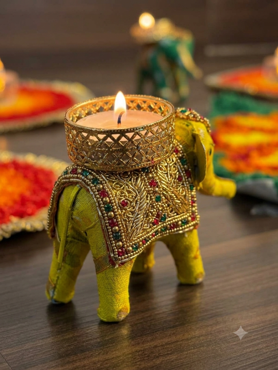 Gajraj Shringar – Elephant Rangoli Décor Set | 6 Pieces | Craft Decor