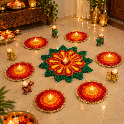 Gajraj Shringar – Elephant Rangoli Décor Set | 6 Pieces | Craft Decor