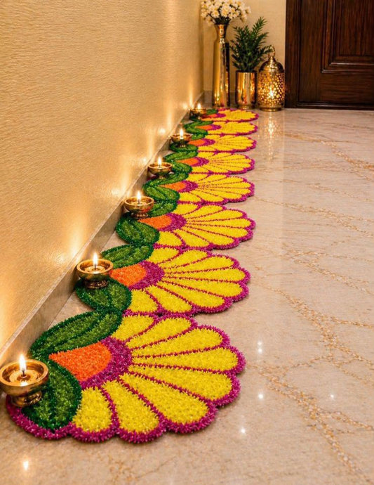 Floral Trail Rangoli Mats – Set of 8 | Craft Decor