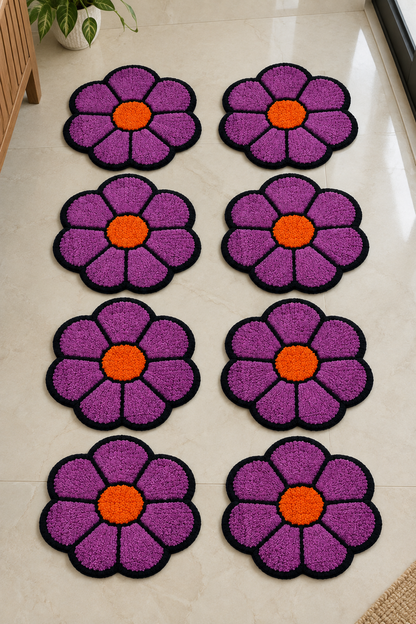 Poorna Phool Purple full bloom petal floor mat set of 8 – Diwali staircase decoration | Craft Decor