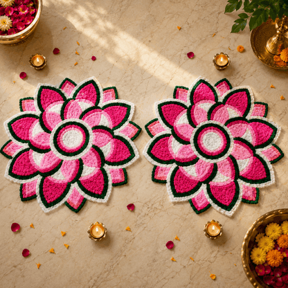 Fur Yarn 3 Feet Rangoli Mat - Design 1