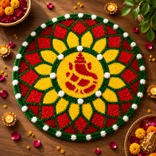 Fur Yarn 3 Feet Rangoli Mat - Design 13