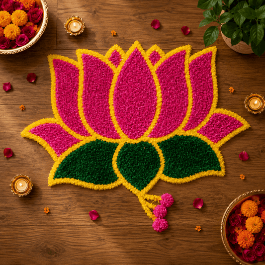 Fur Yarn 3 Feet Rangoli Mat - Design 16