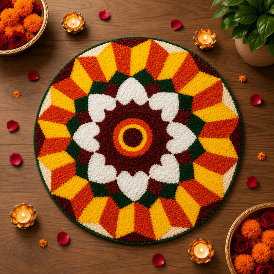 Fur Yarn 3 Feet Rangoli Mat - Design 19