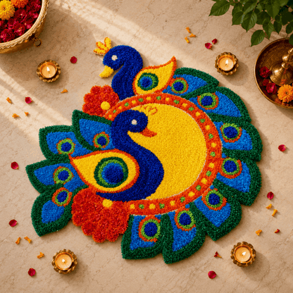 Fur Yarn 3 Feet Rangoli Mat - Design 2