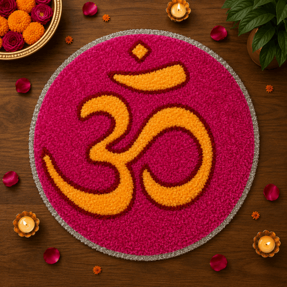 Fur Yarn 3 Feet Rangoli Mat - Design 24
