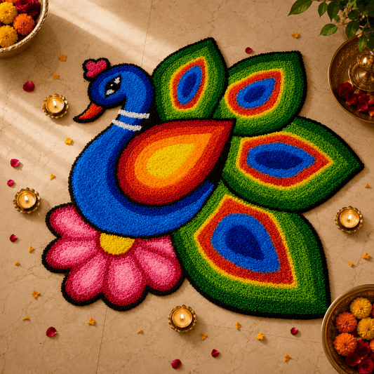 Fur Yarn 3 Feet Rangoli Mat - Design 7