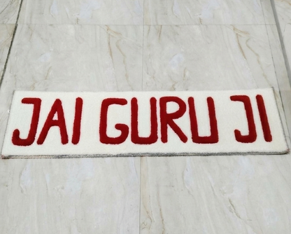 Jai Guru Ji Fur Yarn Mat – Backdrop & Rangoli Decor