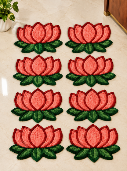Kamal Pankti Peach-Pink sacred lotus stair mat set of 8 – Navratri home décor | Craft Decor