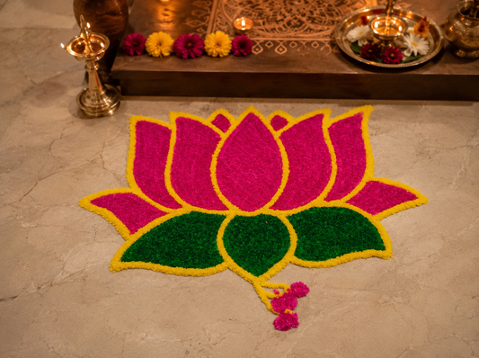Pink lotus bloom mat detail – washable reusable – Craft Decor