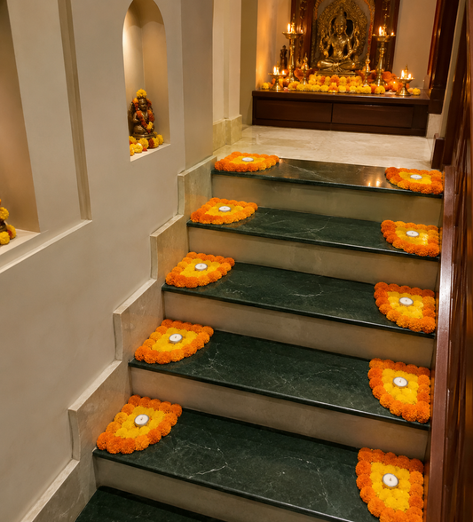 Marigold radiance stair mats set of 8 – Diwali staircase décor – Craft Decor