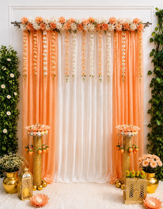 Pushp Darbar Ganpati Backdrop – 7×5 Ft Floral Backdrop | Craft Decor