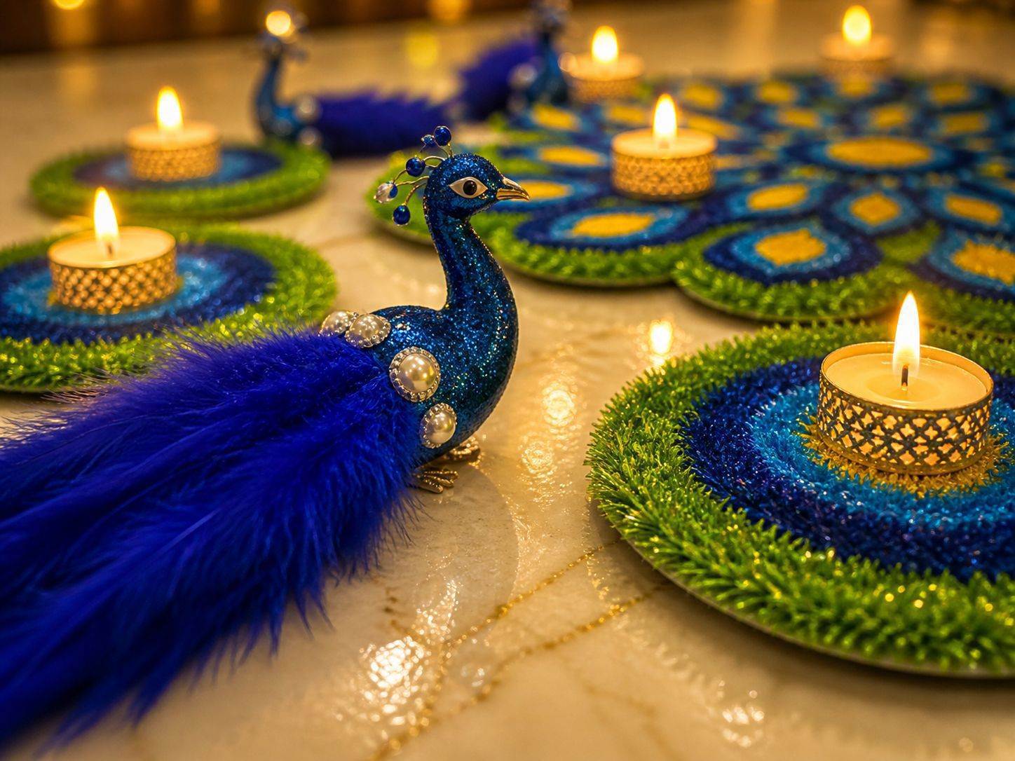 Peacock Royale Mat Set by Craft Decor