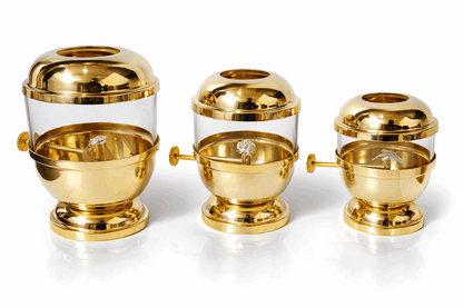 Pure Brass Akhand Jyot Diya with Glass Cover & Adjustable Knob