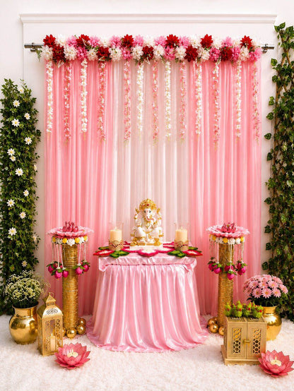 Pushp Darbar Ganpati Backdrop by Craft Decor | 7×5 Ft