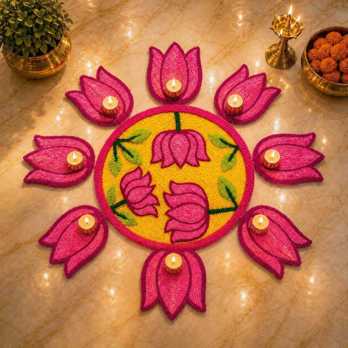 Pushp Vatika Mat by Craft Decor | Set of 9