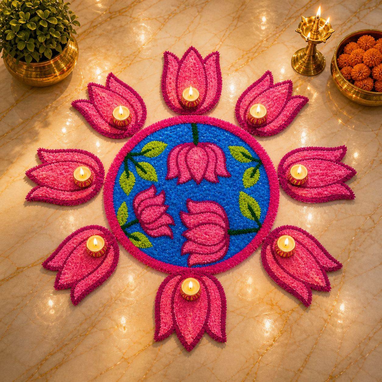 Pushp Vatika Mat by Craft Decor | Set of 9