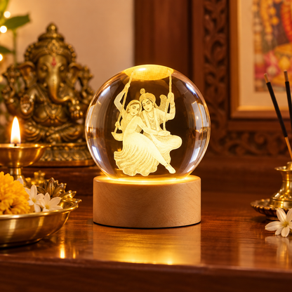Radha Krishna 3D Crystal Lamp | Colour-Changing LED | Craft Decor