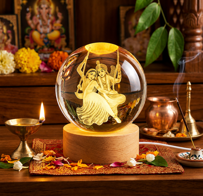 Radha Krishna 3D Crystal Lamp | Colour-Changing LED | Craft Decor