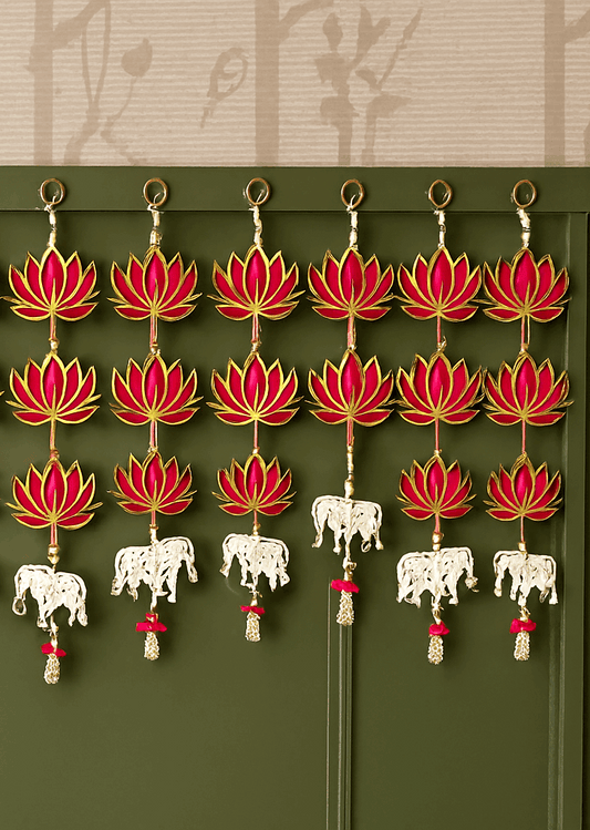 Lotus & Elephant Charm Toran – Set of 10