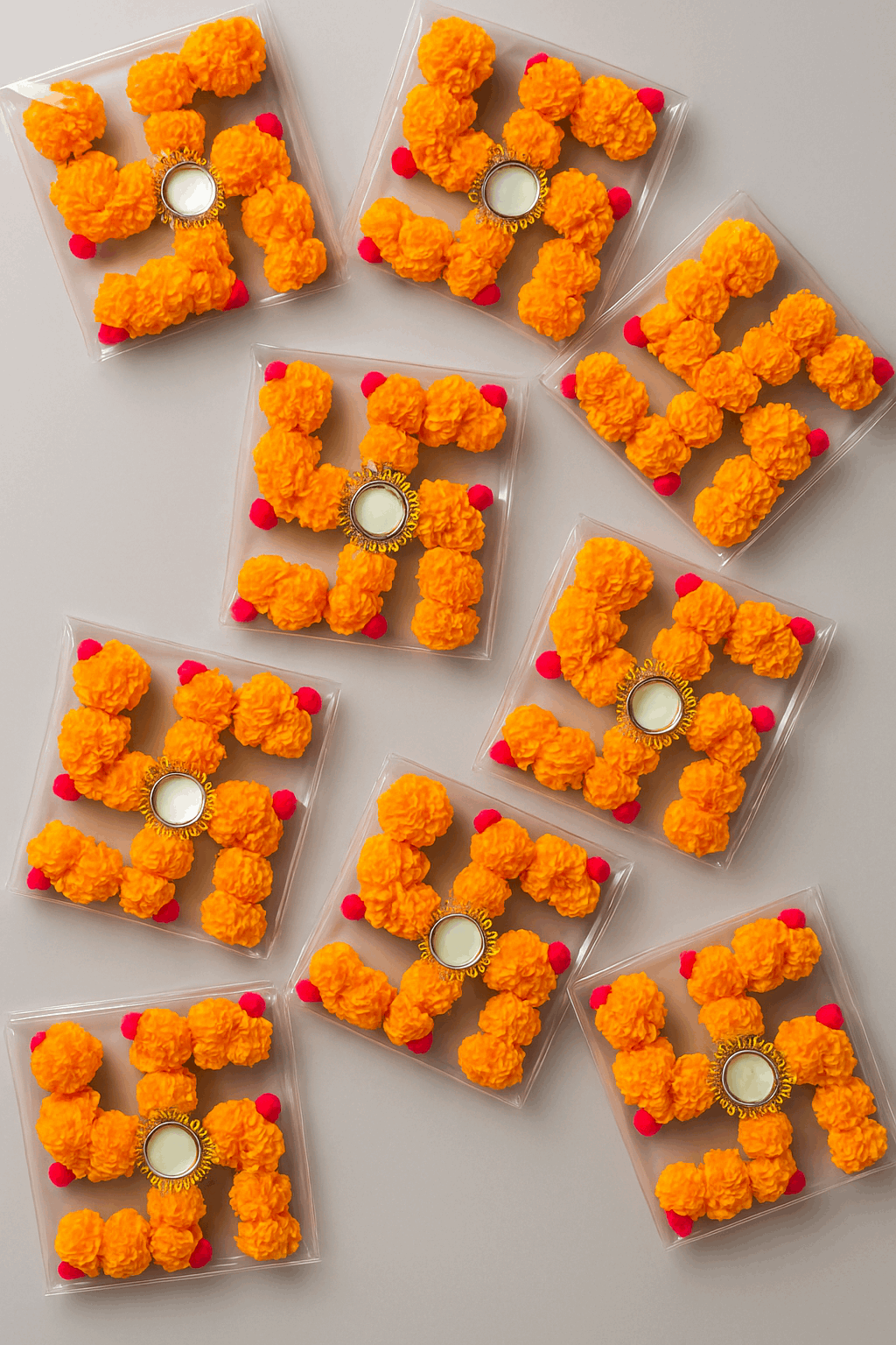 Swastika Floral Tealight Mats – Set of 8