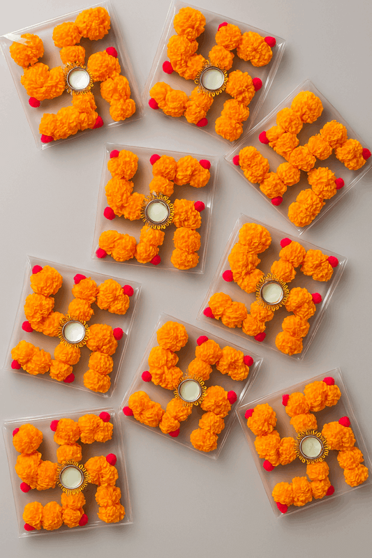 Swastika Floral Tealight Mats – Set of 8