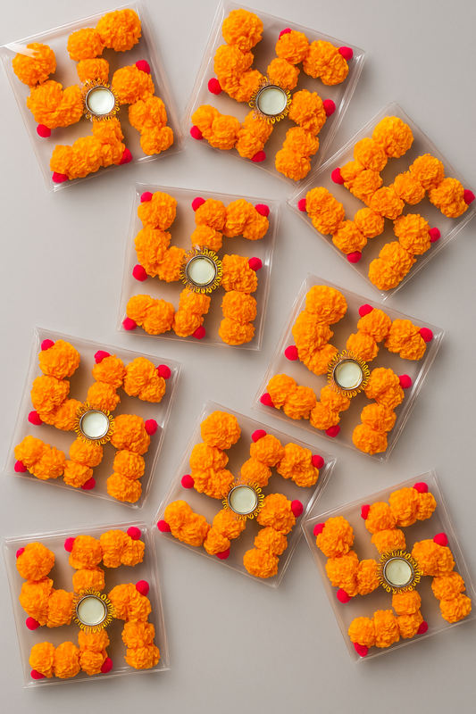 Swastika Floral Tealight Mats – Set of 8