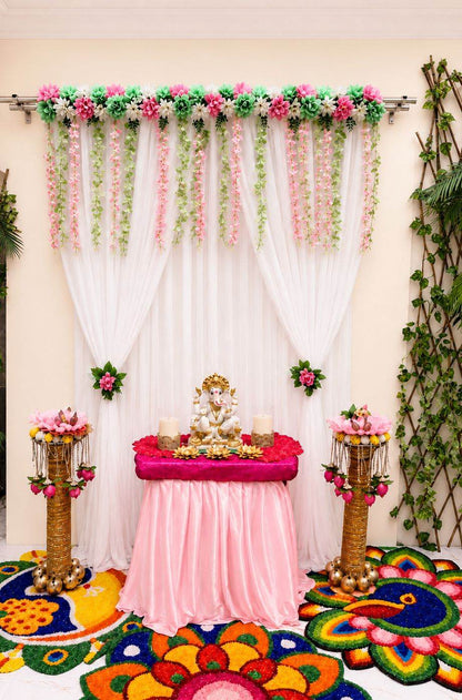 Rajsi Ganpati Backdrop by Craft Decor | 7 by 5 Ft
