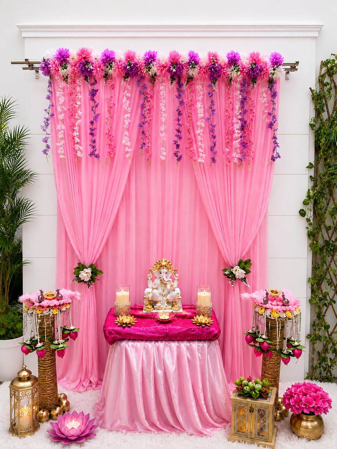 Rajsi Ganpati Backdrop by Craft Decor | 7 by 5 Ft