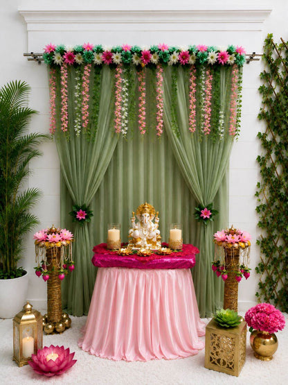 Rajsi Ganpati Backdrop by Craft Decor | 7 by 5 Ft